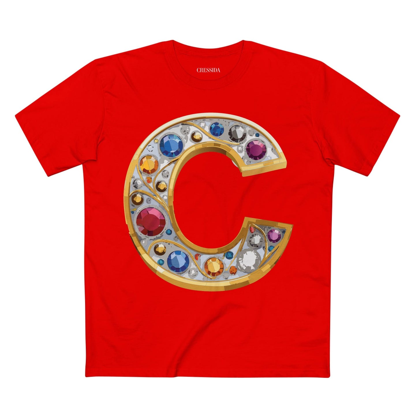 Letter C Graphic Design Tee Unisex 100 Cotton With Antique Gold Letters Artwork T-Shirt