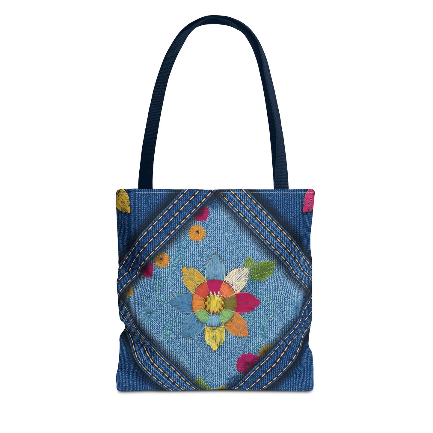Denim Fabric Imitation Print Unisex Canvas Bag Poly Spun 3 Sizes Tote Bag 161