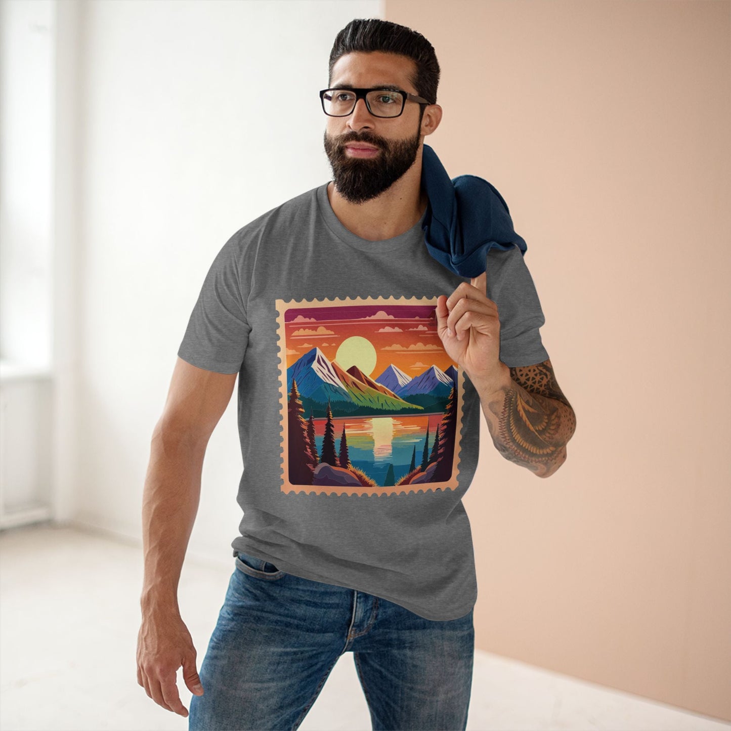 Postage Stamp Shirt Unisex Original Art Design Cotton Tee PS17 Retro2Nova Premium Cotton Staple Tee