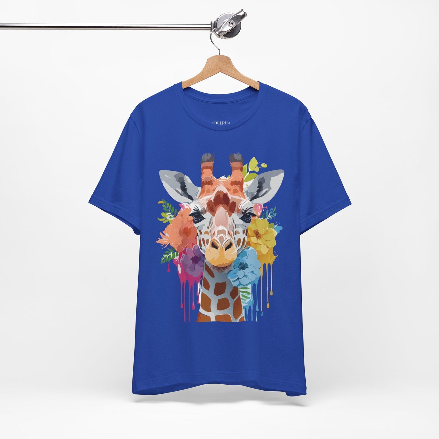 Giraffe Graphic Tee By Adelpha Unisex Vintage Inspired Art Design Short Sleeve Jersey Shirt
