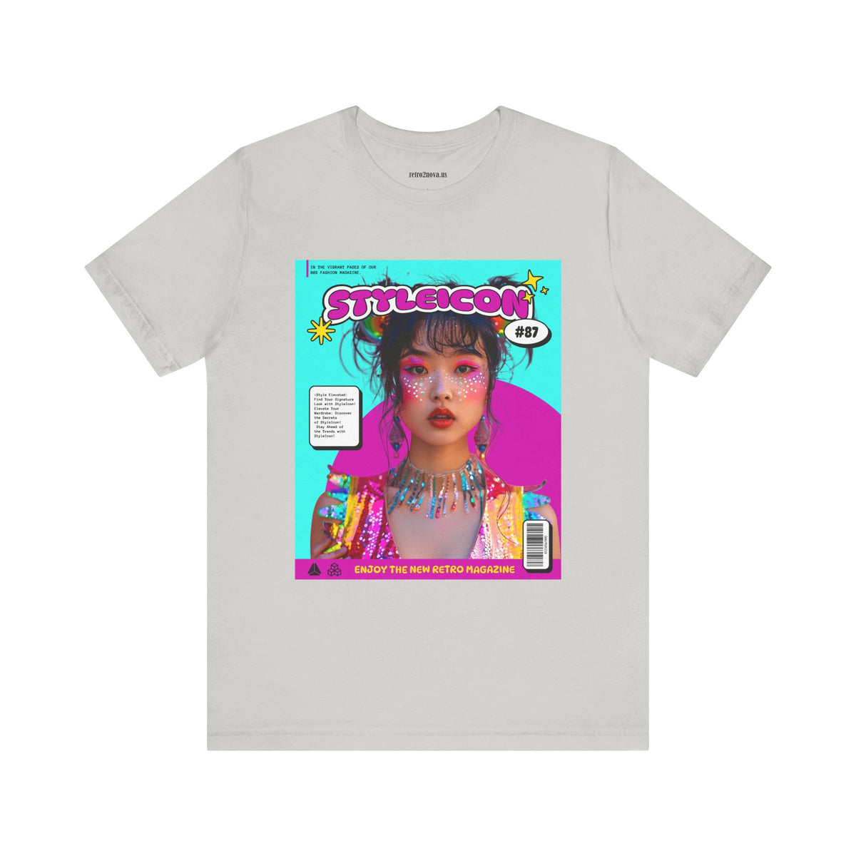 Magazine Cover Graphic Unisex Cotton Bella+Canvas Tee with Retro Poster ab32