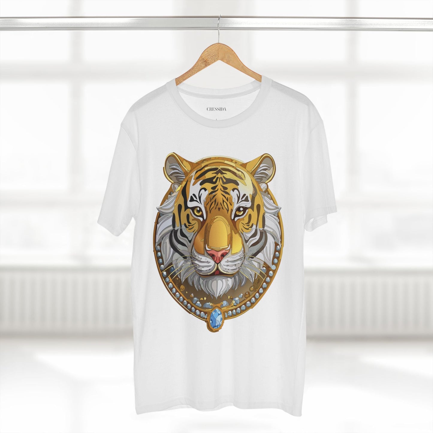 Tiger Graphic Unisex 100 Cotton Tee With Unique Animal Golden Medallion Art Design 4
