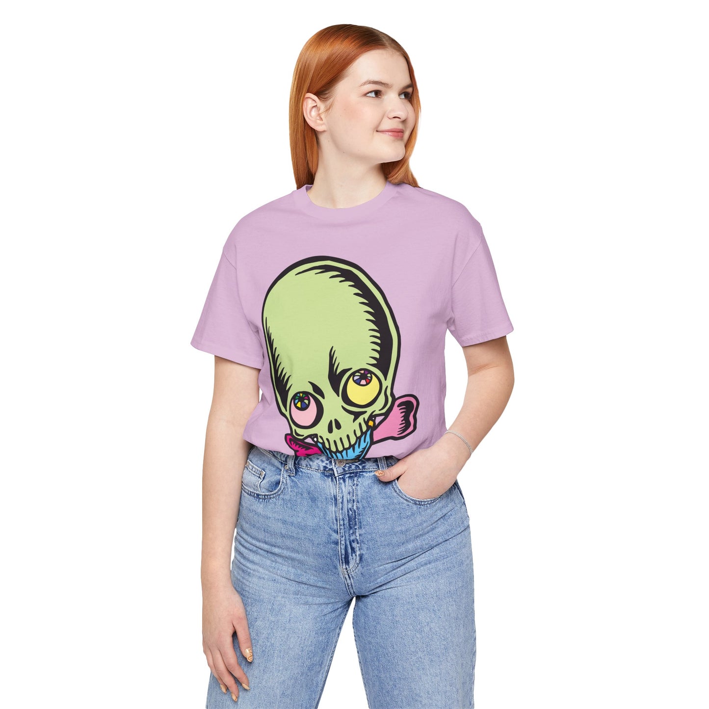 Lt Green Skull Graphic Design Tee, Skull Shirt, Vintage Tees, Art Design T-Shirt, Vintage Graphic Tee, Art Shirts with Skulls