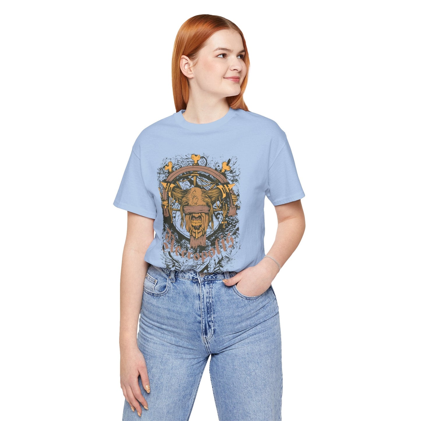 Skull Nordic Warrior Graphic Unisex Cotton T-Shirt r12