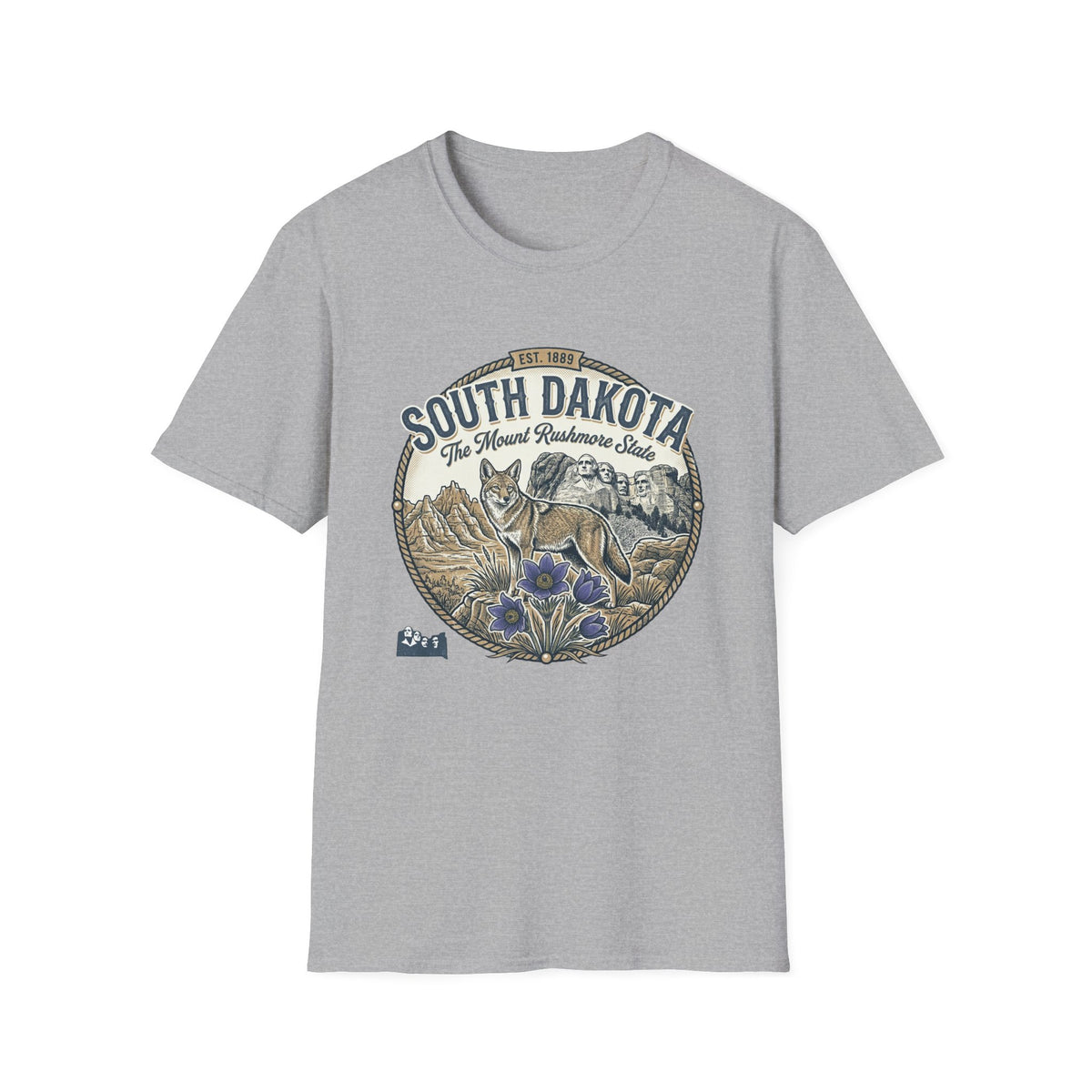 South Dakota Wildlife Tee – State Prairie Flowers Travel Tourist Graphic Tee Unisex 100 Cotton Gildan T-Shirt
