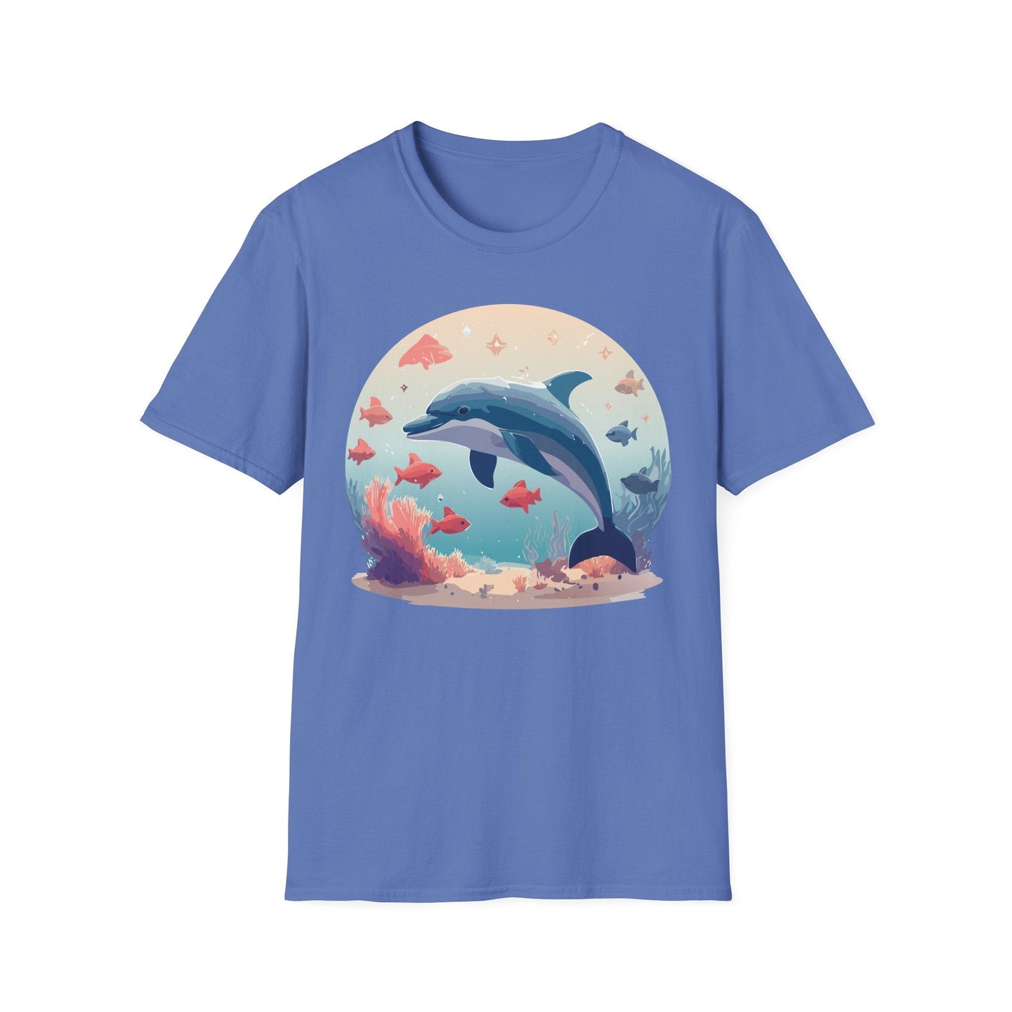 Dolphin Shirt Unisex Softstyle Tee 64000 Gildan 100 Percent Ring Spun Cotton For Everyday Comfort