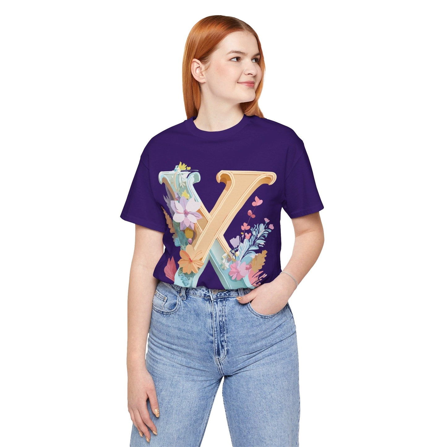 Letter X Shirt Graphic Tee Unisex Vintage Inspired Artwork By Adelpha Premium Comfort