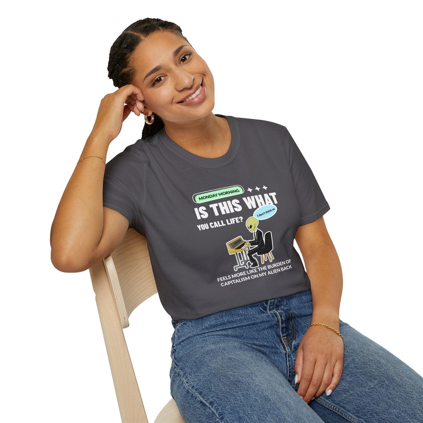 Alien Office Worker T-Shirt Unisex Cotton