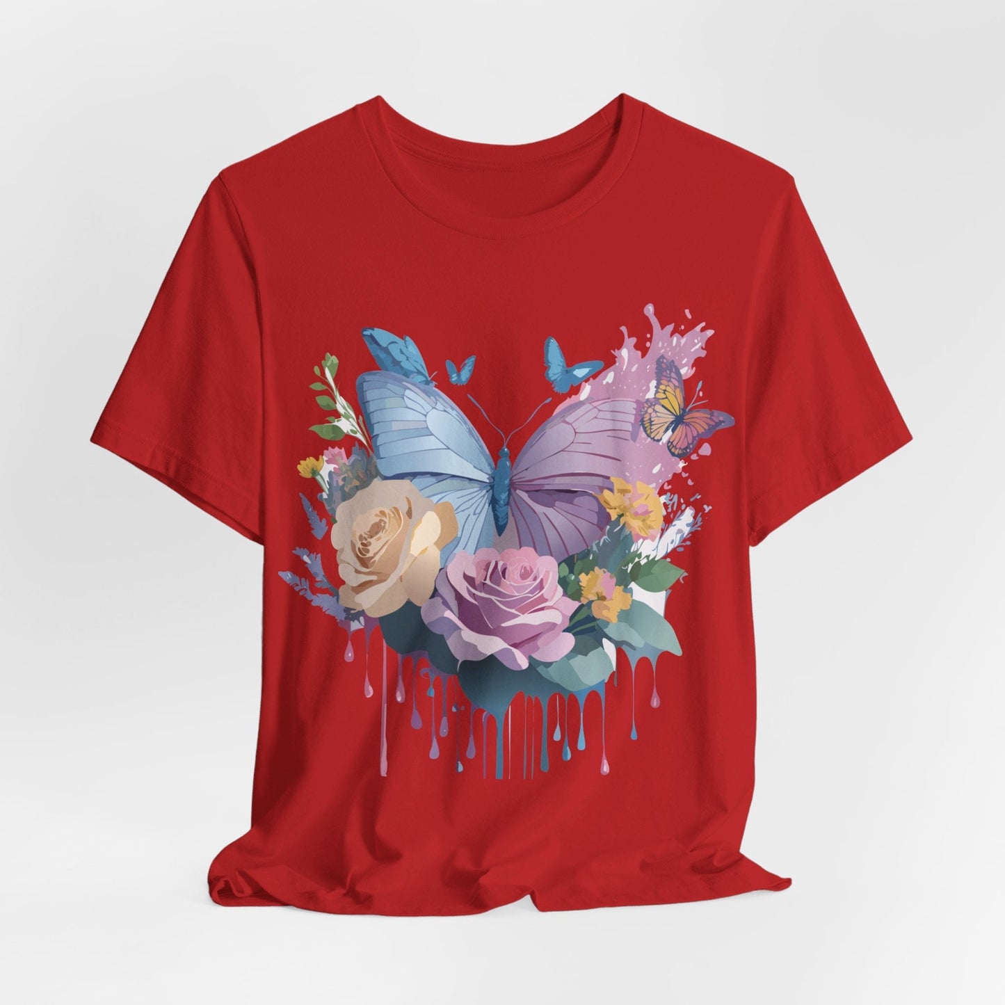 Butterfly Graphic Unisex 100 Cotton Lightweight Vintage Floral Design Jersey Tee 33
