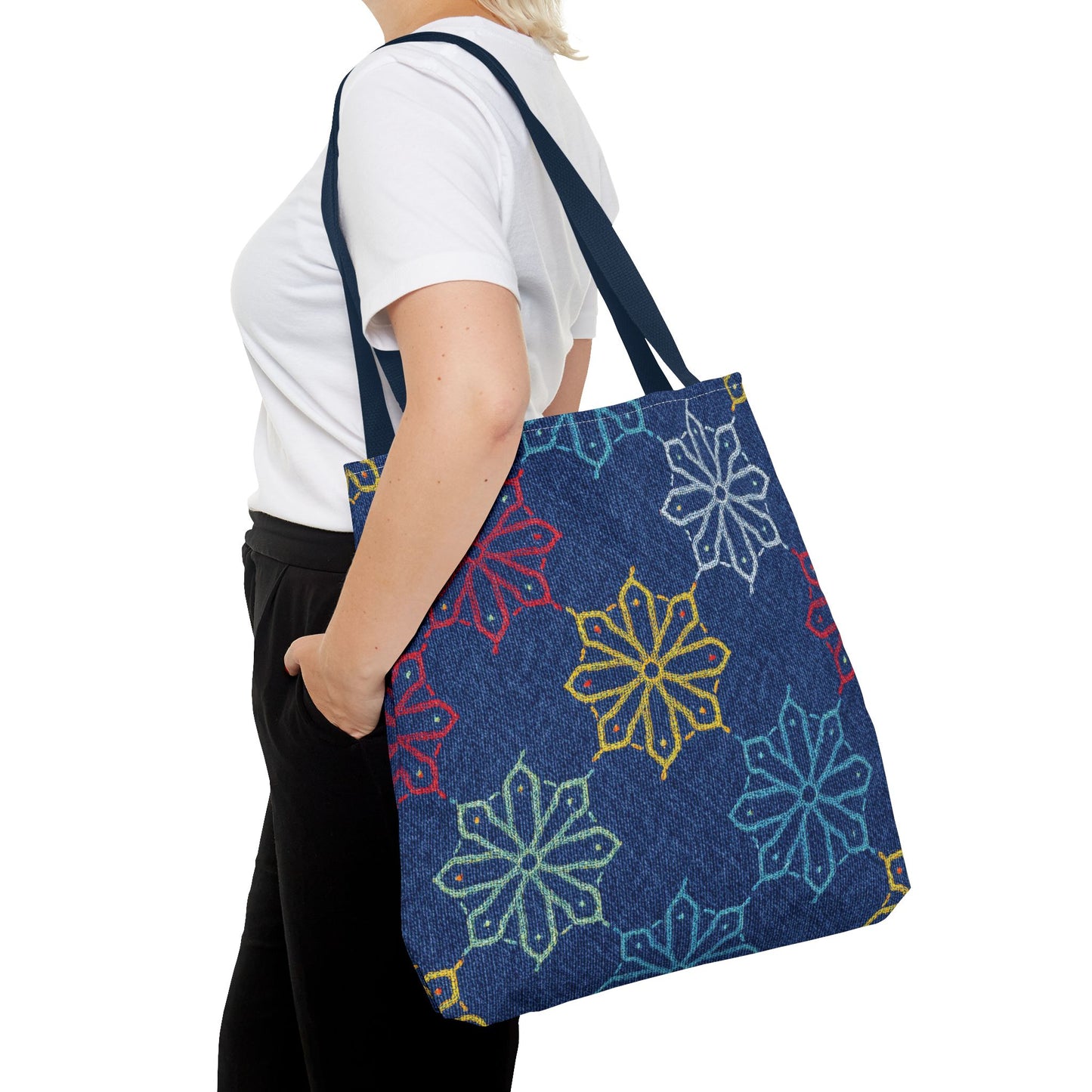 Diwali Graphic Denim Fabric Imitation Print Unisex Canvas Bag Poly Spun 3 Sizes Tote Bag 205-7