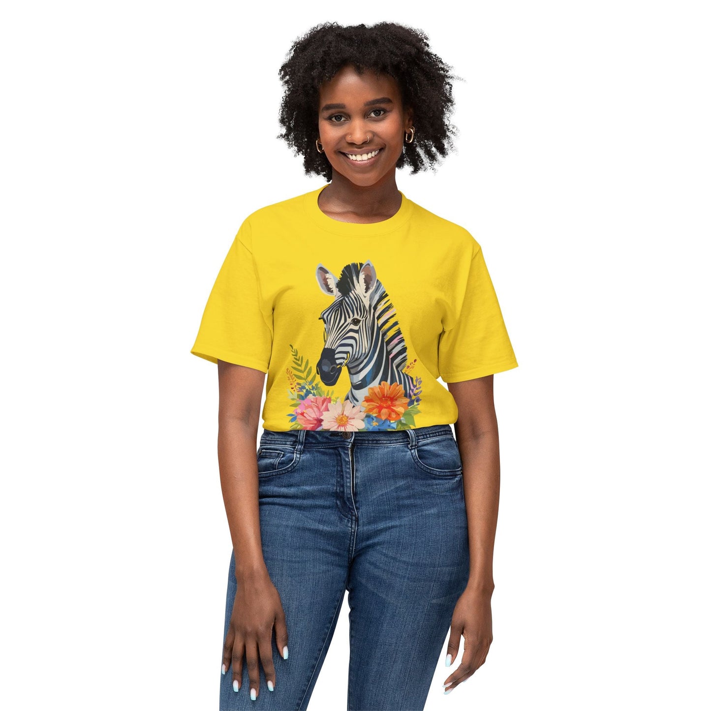Unisex Zebra Art T Shirt With Full Color Print 100 Percent Cotton Jersey Tee Premium