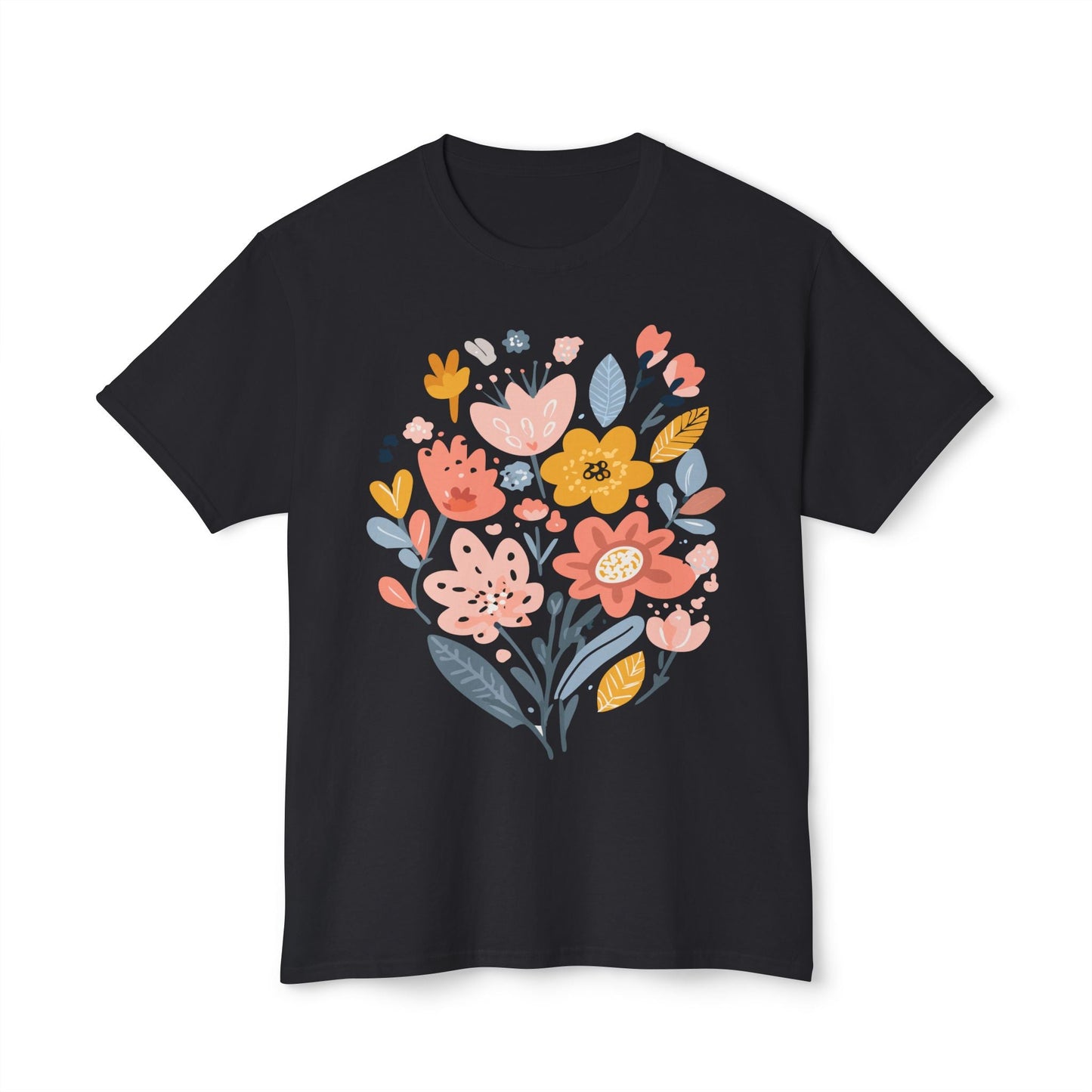Unisex HD Cotton Floral Art Print T Shirt With Vintage Flowers Design Tee Premium Quality