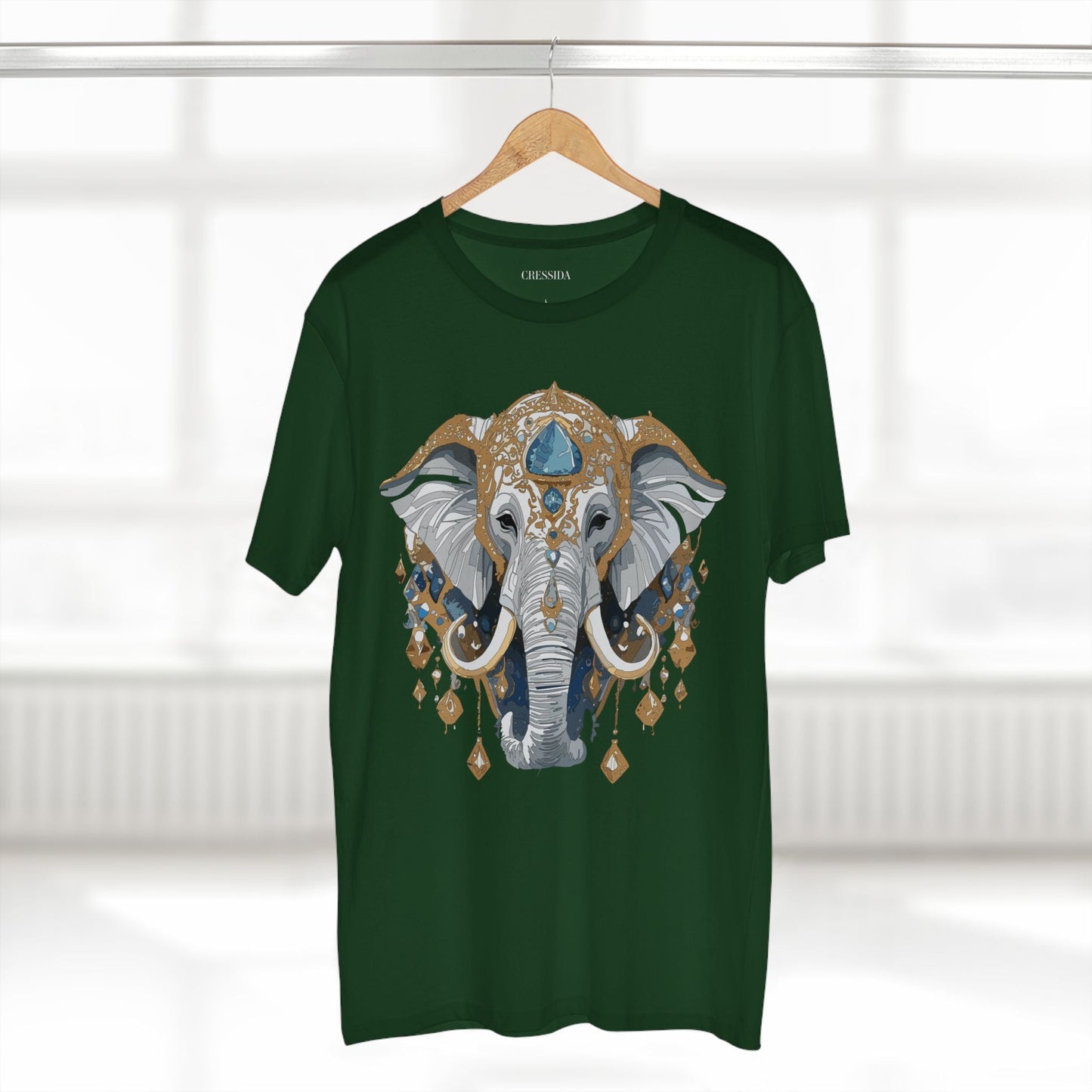 Elephant Graphic Unisex 100 Cotton Tee With Unique Animal Golden Medallion Art Design 40