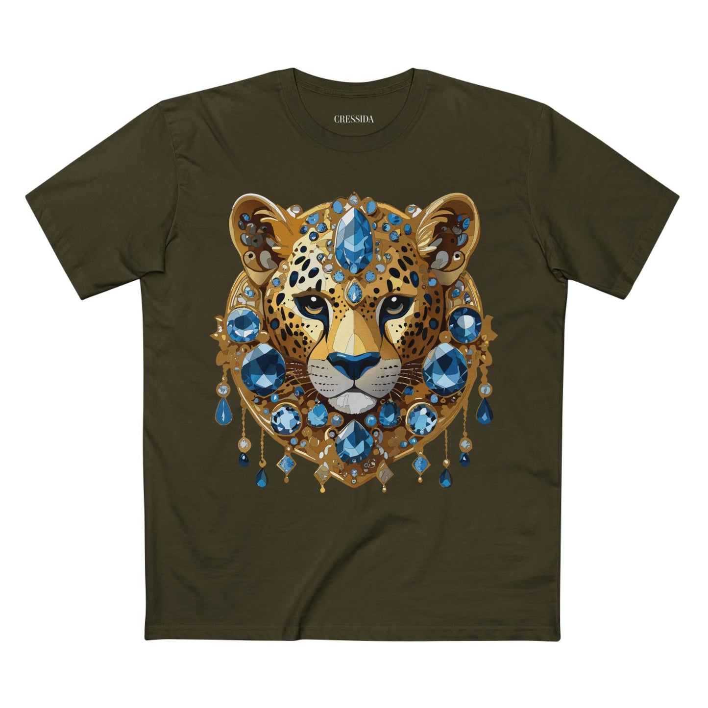 Cheetah Graphic Unisex 100 Cotton Tee With Unique Animal Golden Medallion Art Design 49
