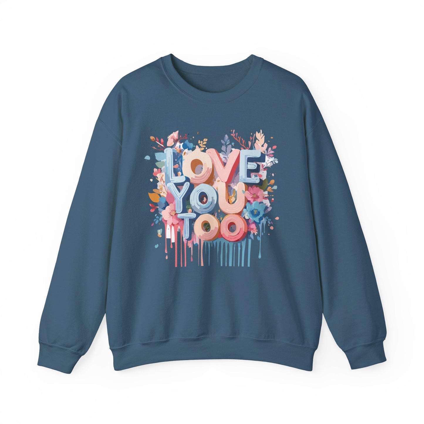 Floral Love Sweatshirt Unisex Valentine Day Crewneck 50 50 Cotton Polyester Cozy Warm Heavy Blend