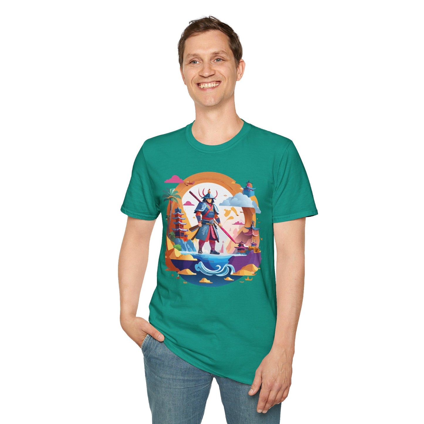 Samurai T Shirt Unisex Gildan Softstyle 64000 100 Percent Ring Spun Cotton Lightweight Tee