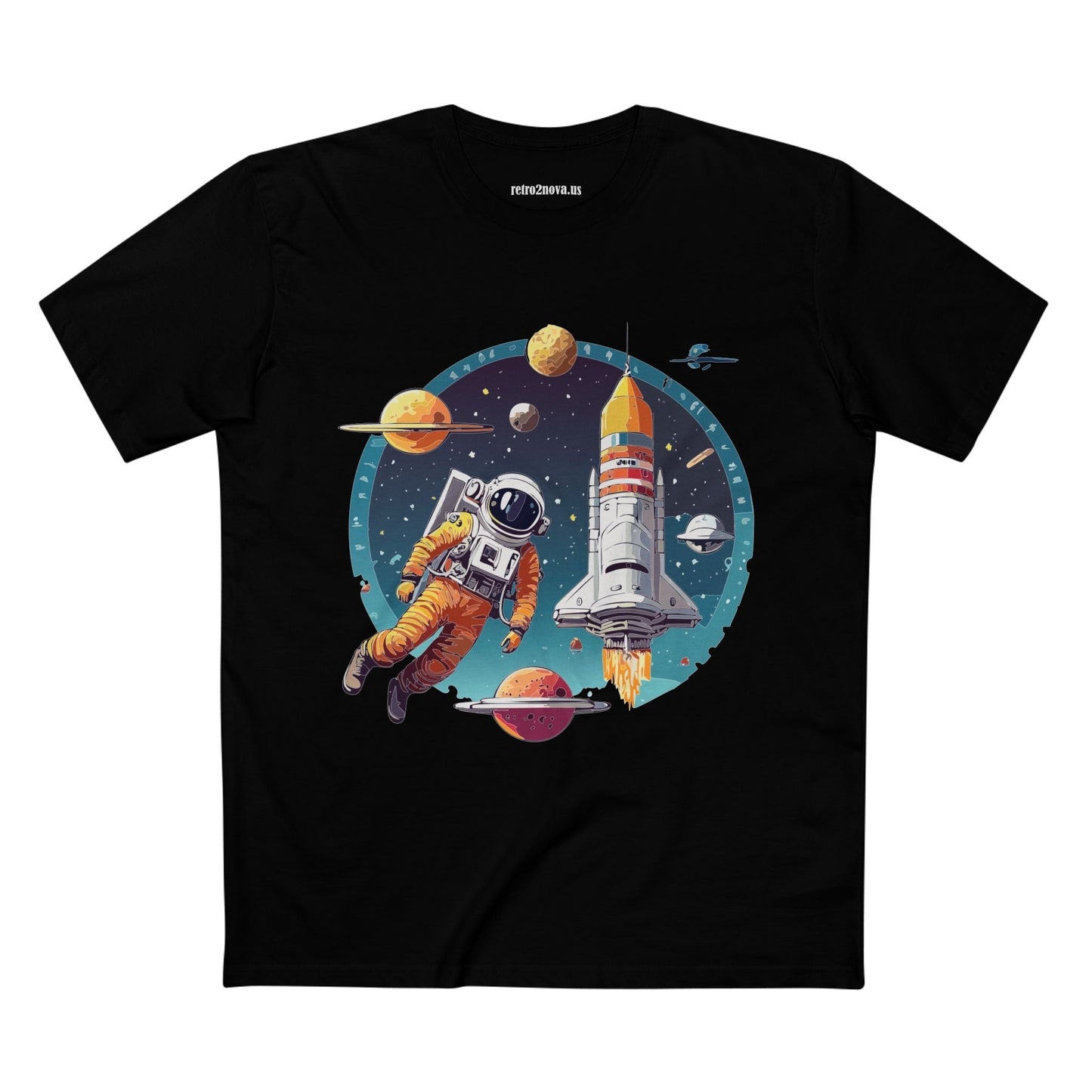 Cosmos Astronaut Shirt Unisex Premium Cotton Tee With Original Art Design Retro2Nova Art Collection
