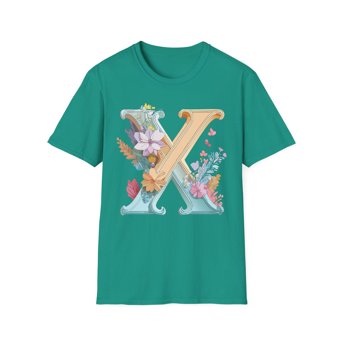 Floral Letter X T-Shirt | Botanical Monogram Tee