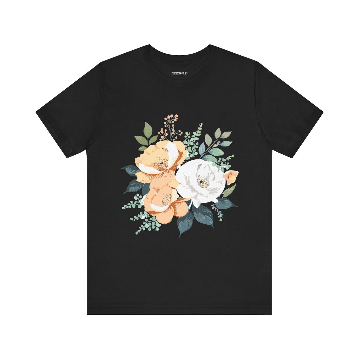 Floral Graphic Unisex Cotton Bella+Canvas Tee with Flowers Design ab14