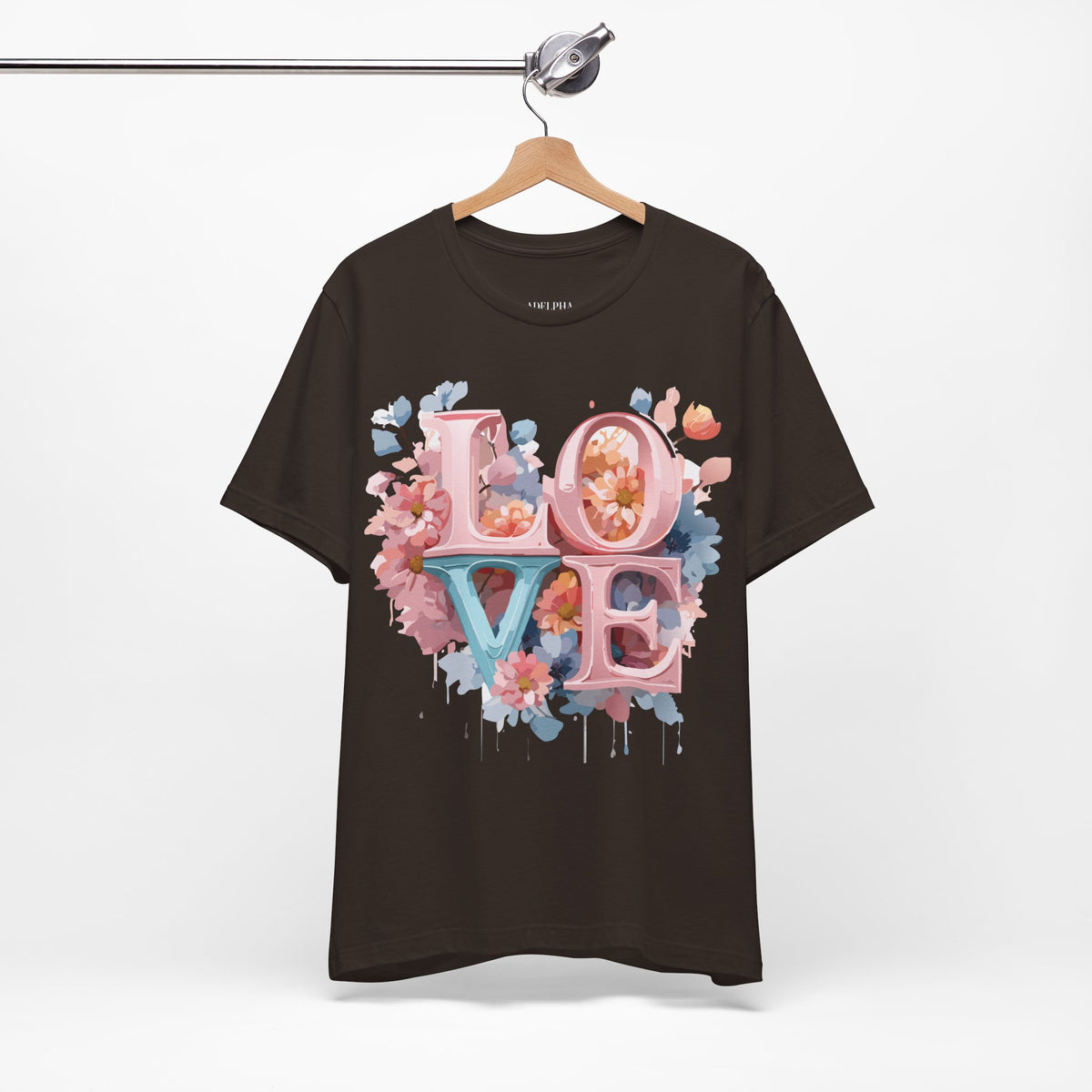 Valentine's Day Graphic Unisex Cotton Bella+Canvas Tee with Floral Art Design d117