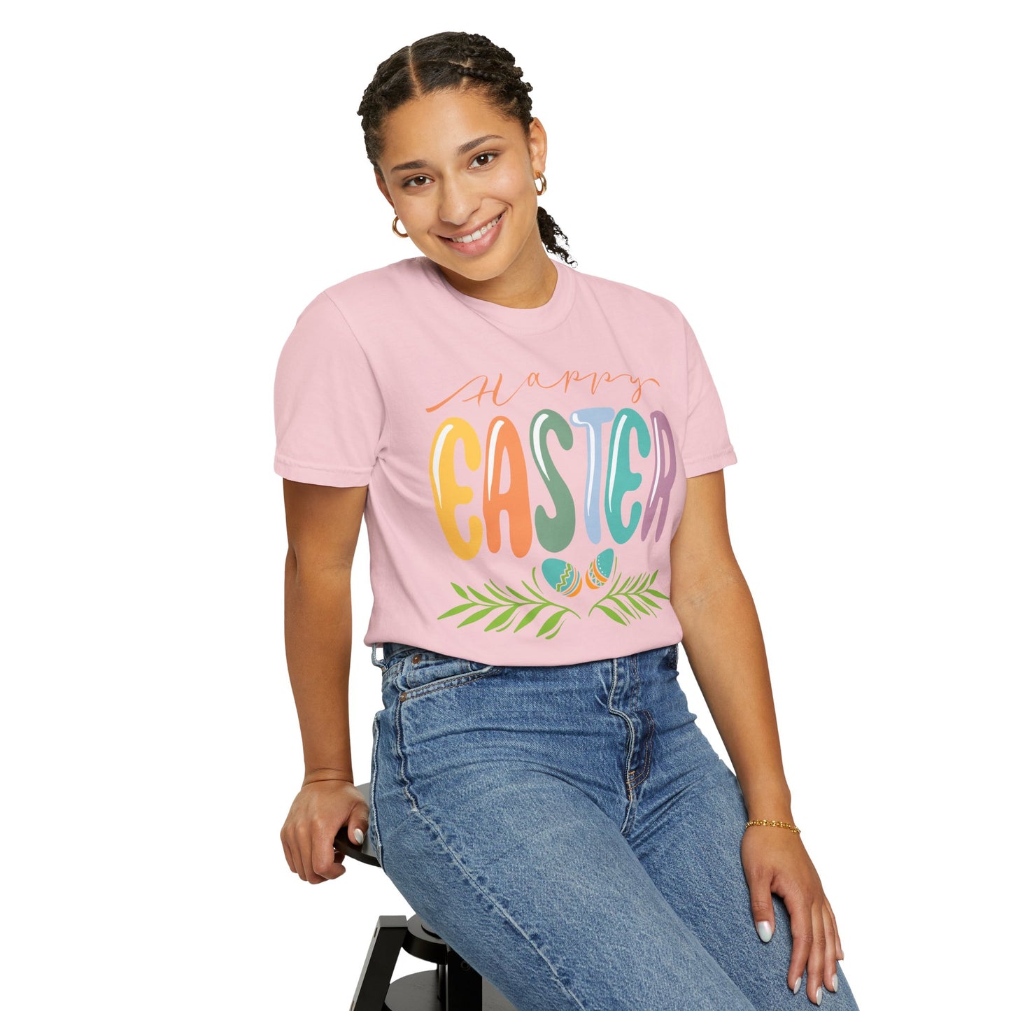 Happy Easter T-Shirt, Tee Shirt with Easter Signature, T Shirt with Easter Prints, Tee Shirt with Easter Design