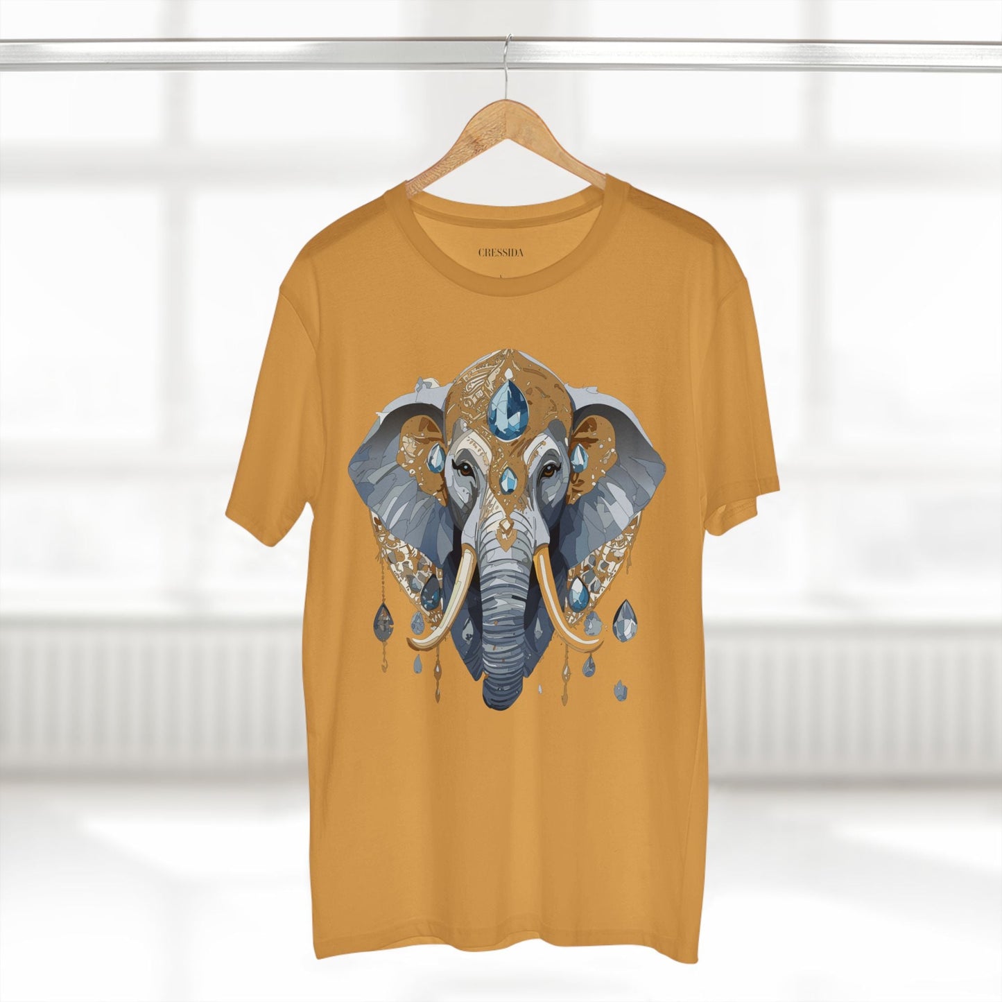 Elephant Graphic Unisex 100 Cotton Tee With Unique Animal Golden Medallion Art Design 36