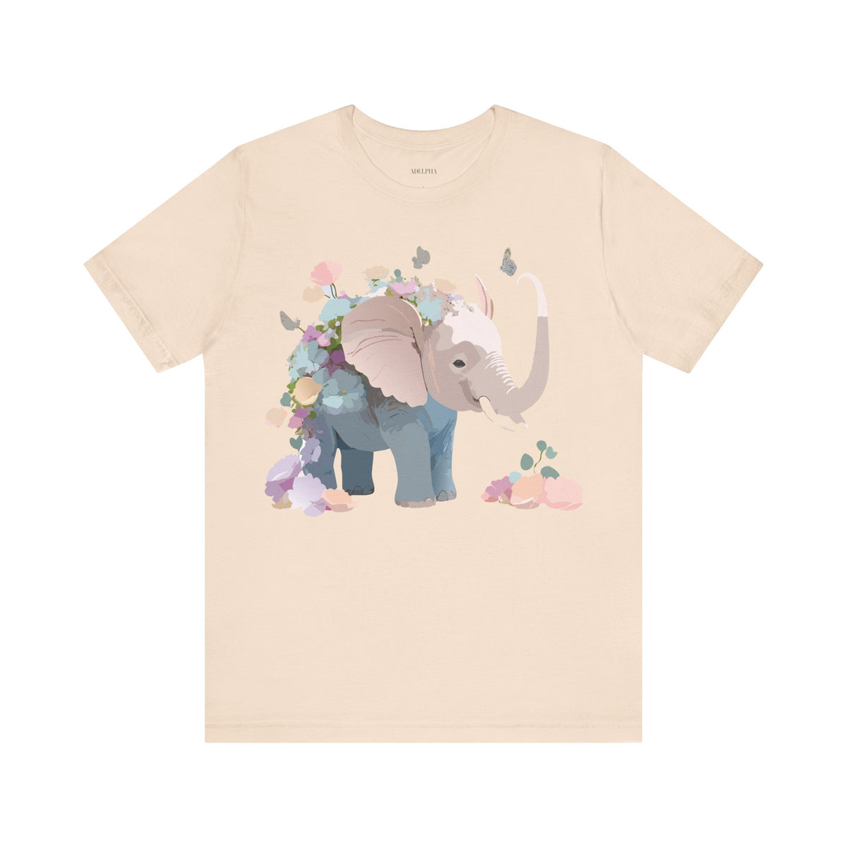 Elephant Graphic Unisex Cotton Bella+Canvas Tee with Art Animal Design e131