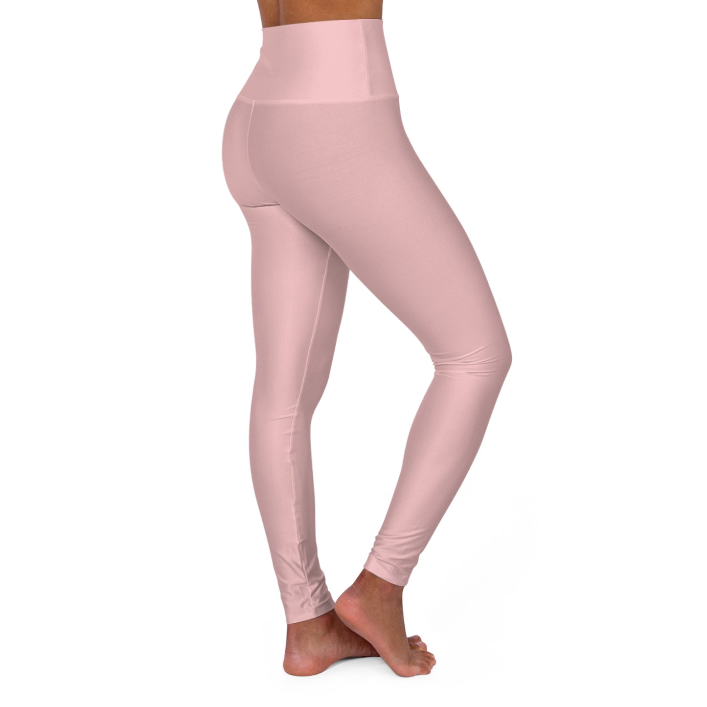 High-Waist Tea Rose Pink Yoga Leggings Women's Seamless Poly-Span Stretchy Light Pink Activewear