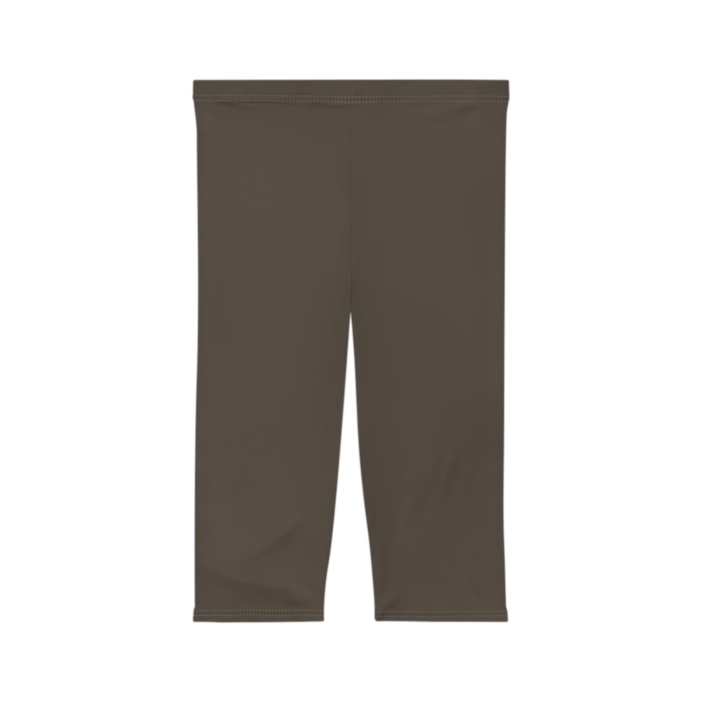 Stone Brown Color Women's Brushed Suede Poly Span Casual Capri Leggings XS-2XL