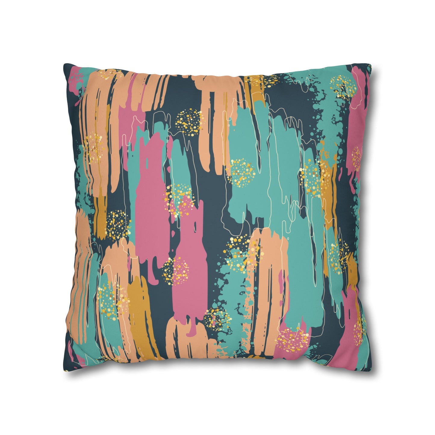 Faux Suede Pillowcase with Abstract print