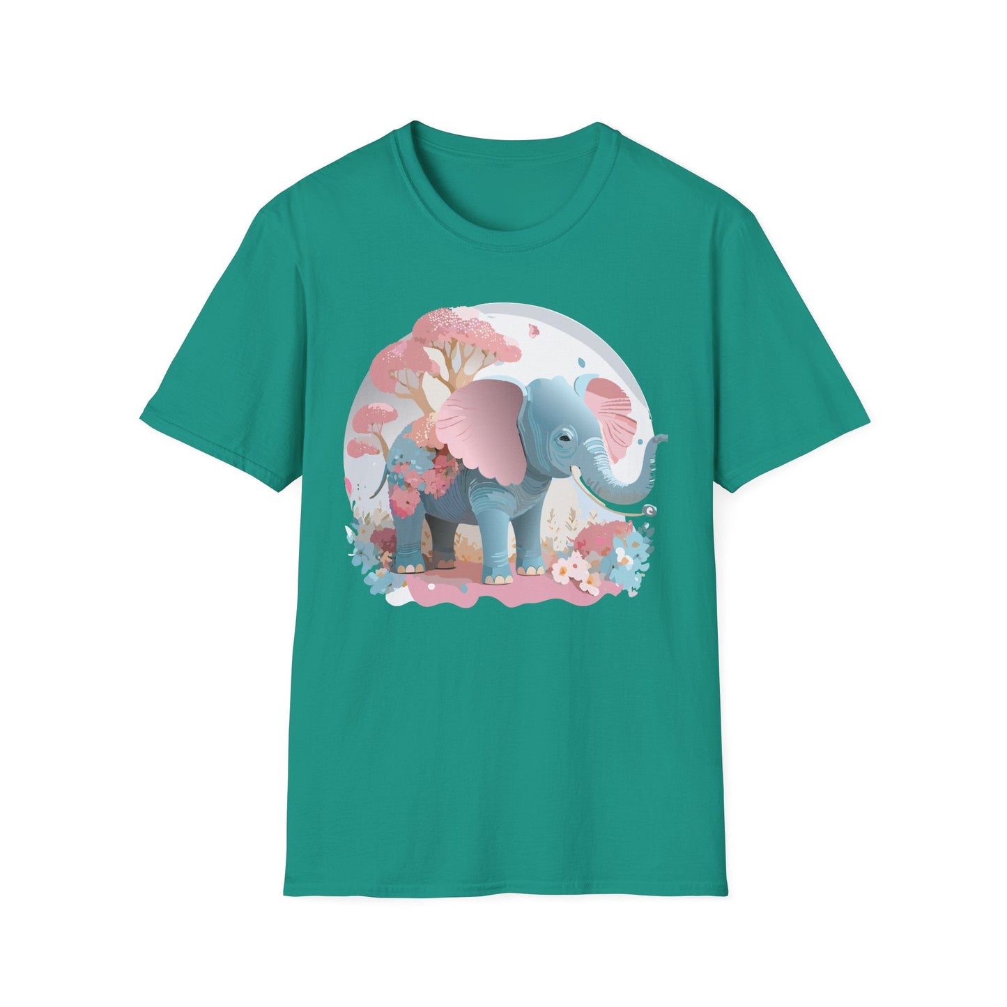Unisex Elephant Graphic Tee Gildan Softstyle 64000 100 Percent Ring Spun Cotton Fabric