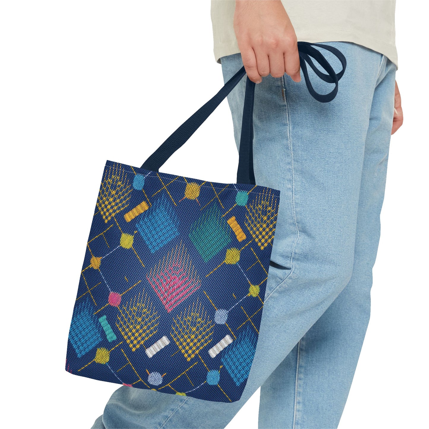 Diwali Graphic Denim Fabric Imitation Print Unisex Canvas Bag Poly Spun 3 Sizes Tote Bag 205-11