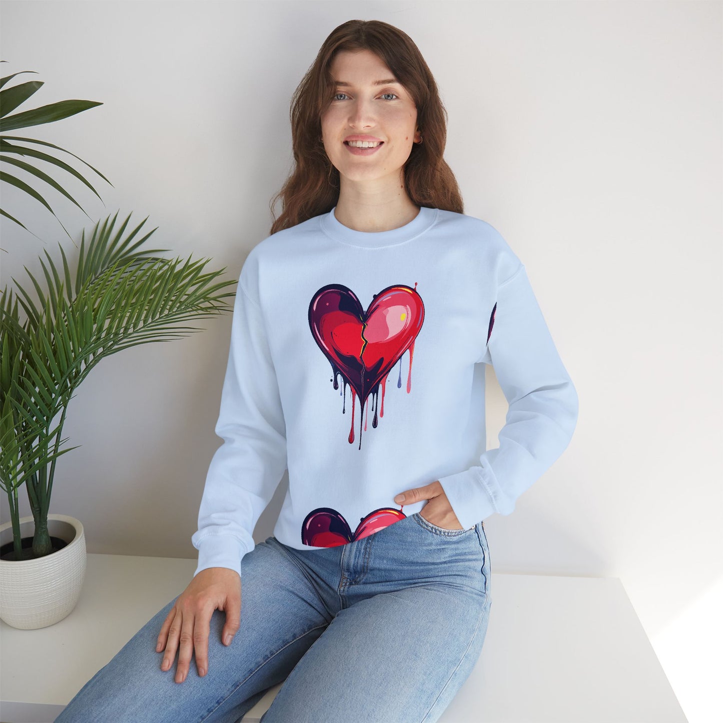 Big Red Heart Sweatshirt, Floral Red Heart Sweatshirt, Floral Love Sweatshirt, Valentine's Day Sweatshirt, Heart Floral Sweatshirt 118
