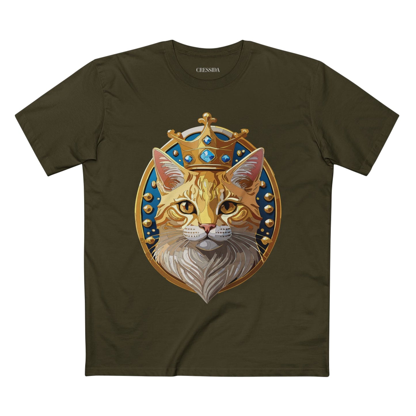 Cat Graphic Unisex 100 Cotton Tee With Unique Animal Golden Medallion Art Design 15