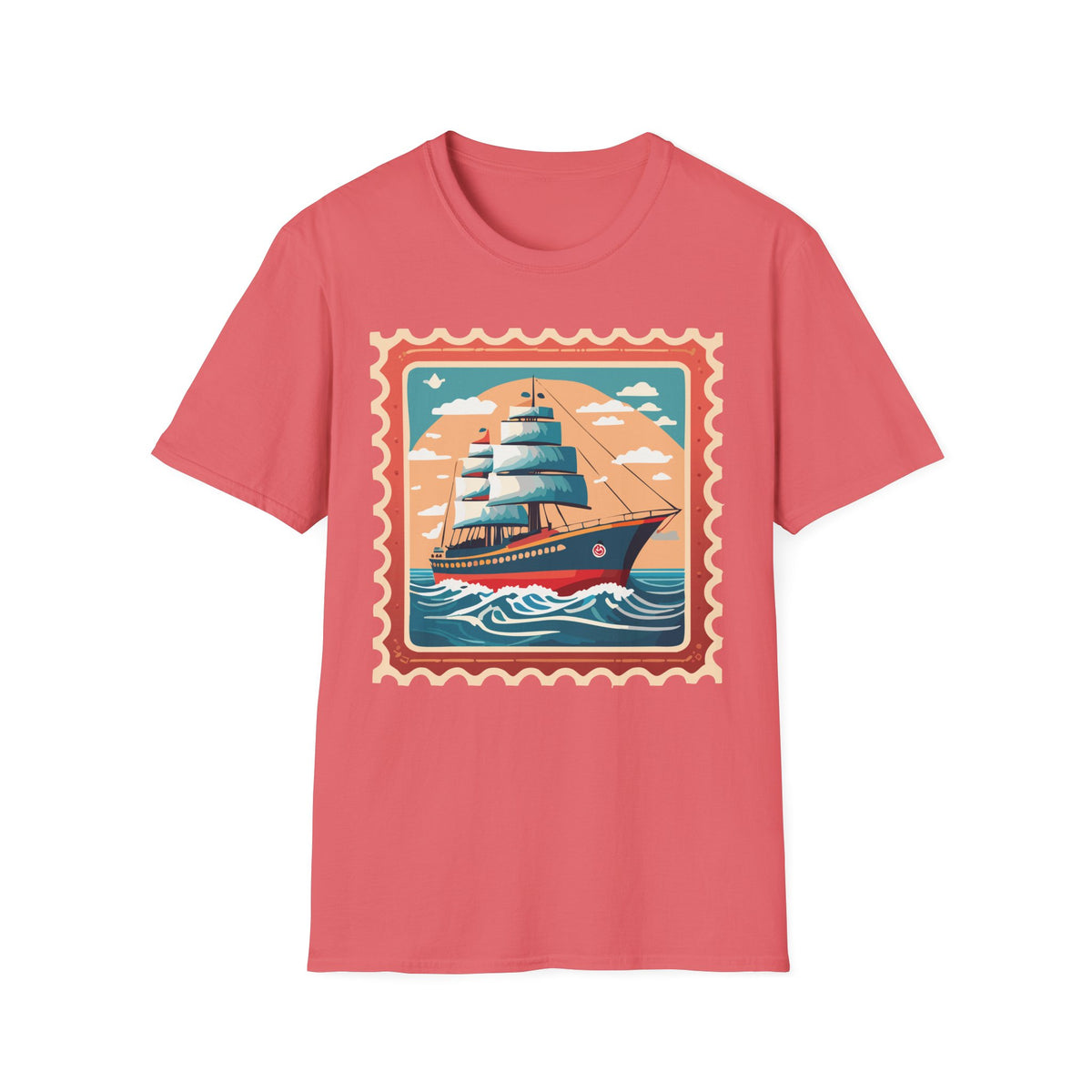 Vintage Sailing Ship T-Shirt | Retro Ocean Stamp Graphic Tee