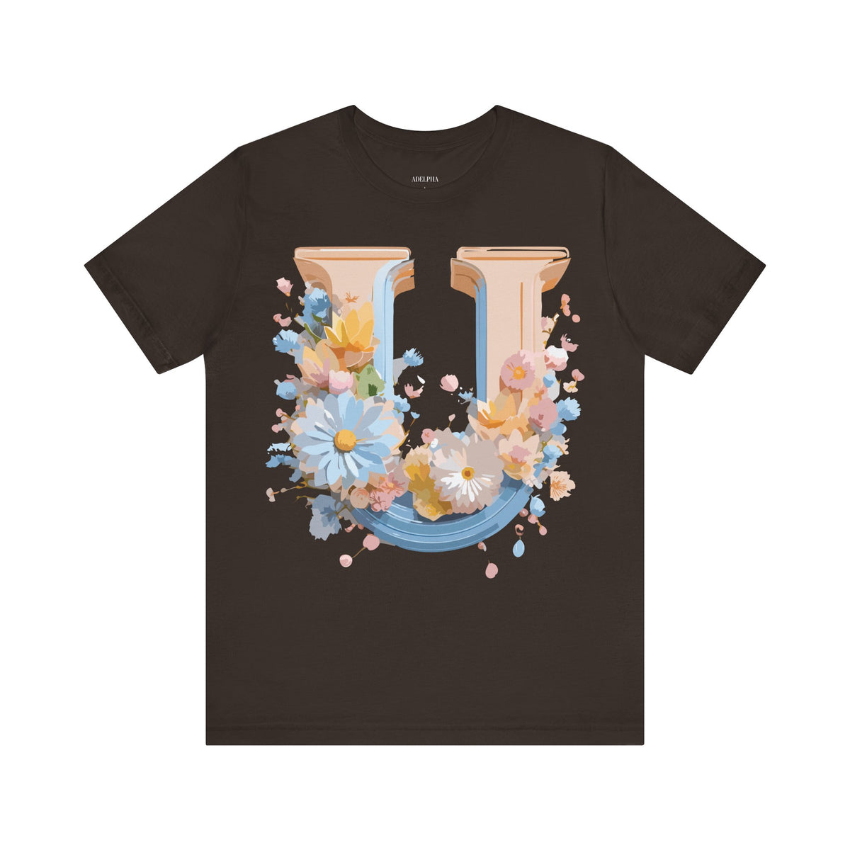 Letter U Graphic Unisex Cotton Bella+Canvas Tee with Art Letter Design