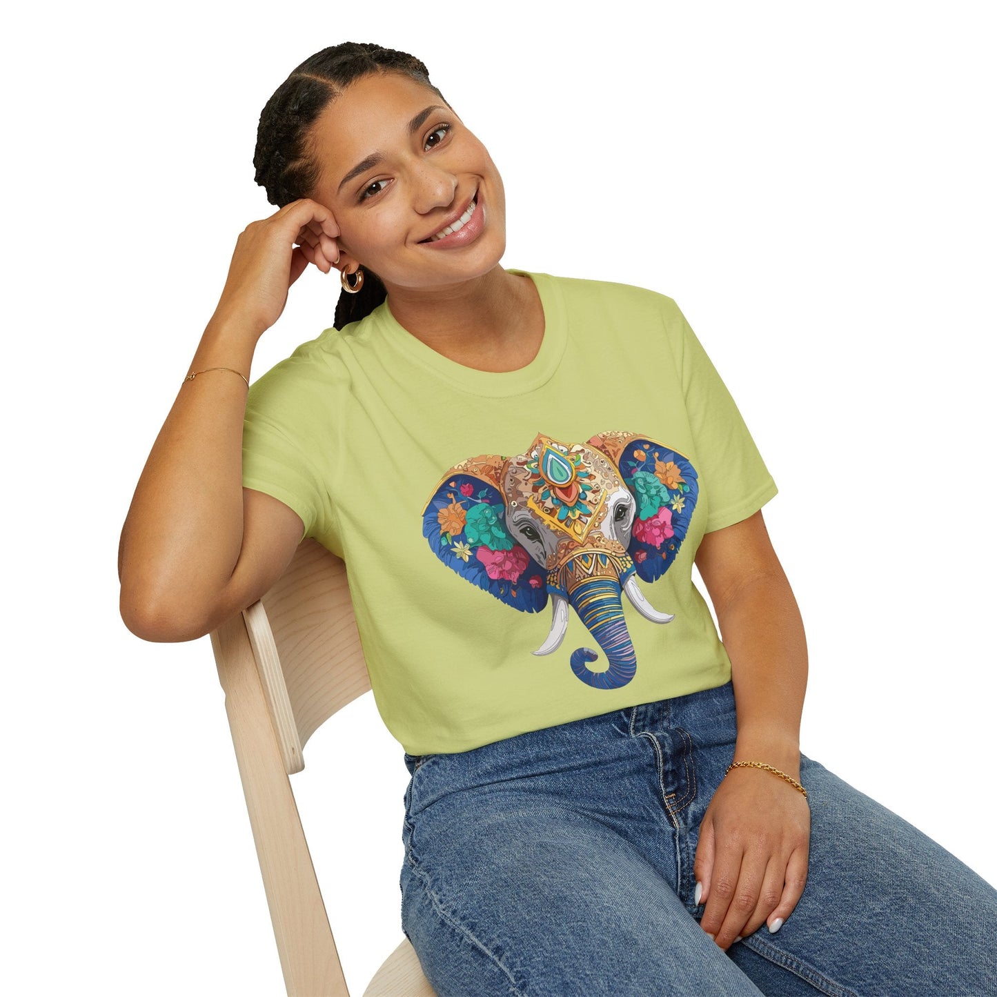 Elephant T Shirt Unisex Gildan Softstyle 64000 100 Percent Cotton Graphic Animal Tee