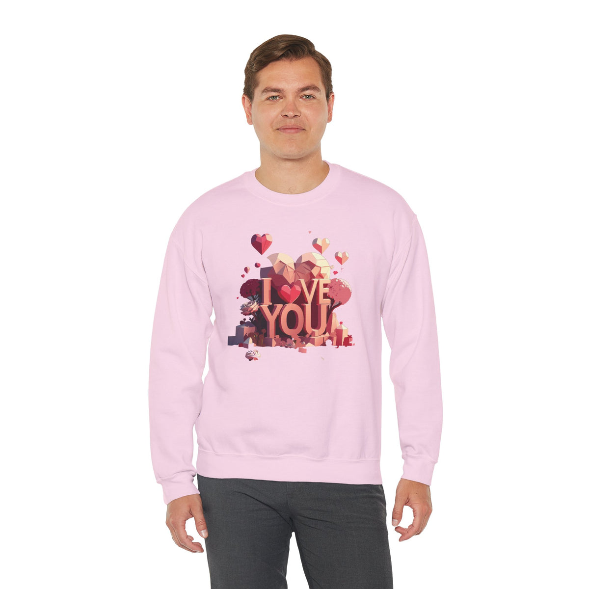 Unisex Big Heart Love Sweatshirt, Love Heart Sweatshirt, Floral Love Sweatshirt, 50/50 Cotton-Poly Valentine's Day Sweatshirt 10
