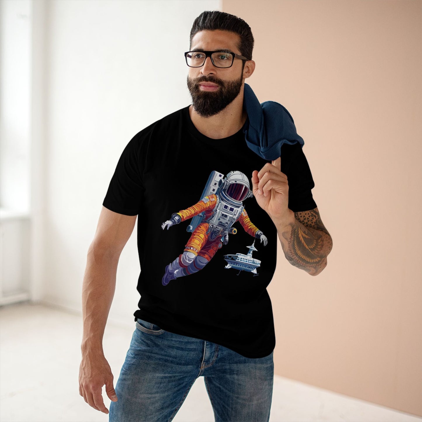 Cosmos Astronaut Shirt CS21 Unisex Premium Cotton Tee with Original Art Design Retro2Nova