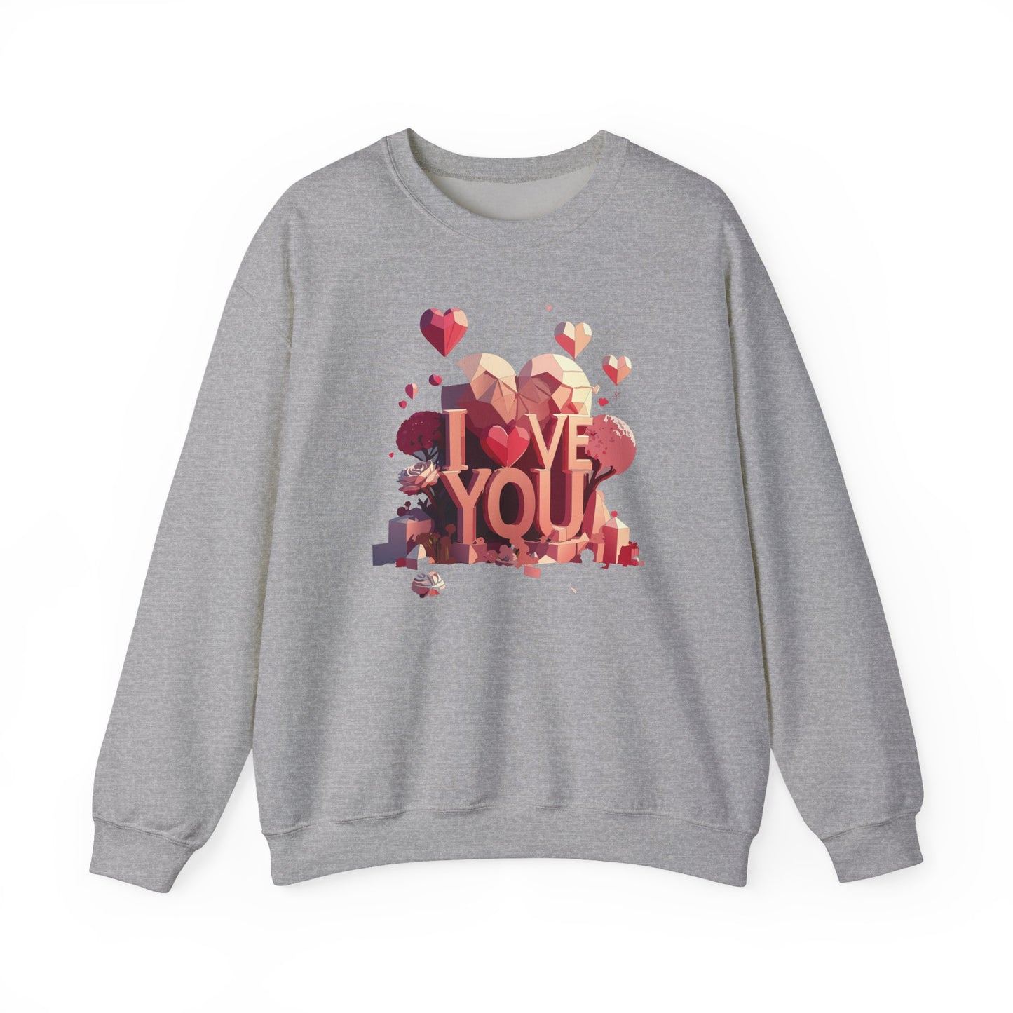 Unisex Big Heart Love Sweatshirt, Love Heart Sweatshirt, Floral Love Sweatshirt, 50/50 Cotton-Poly Valentine's Day Sweatshirt 10