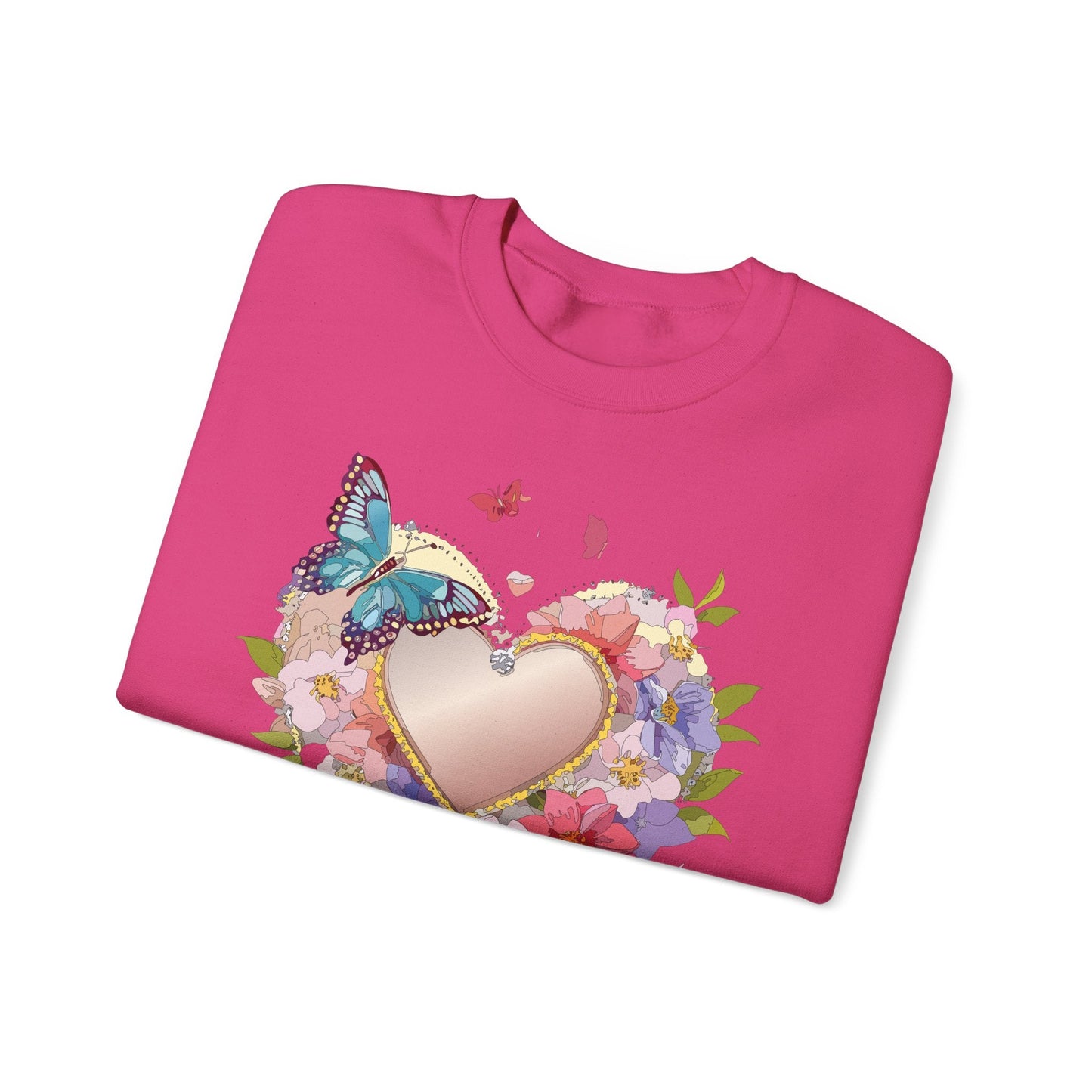 Unisex Floral Heart Sweatshirt Floral Love Sweatshirt Valentines Day Sweatshirt Heart Floral Design