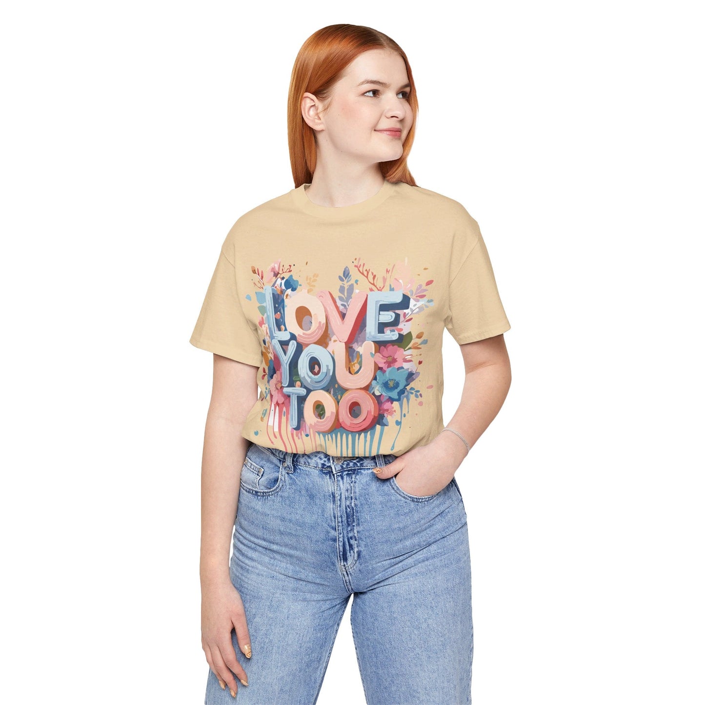 Valentine Day Graphic Unisex 100 Cotton Vintage Artwork with Love and Flower Design Tee 41