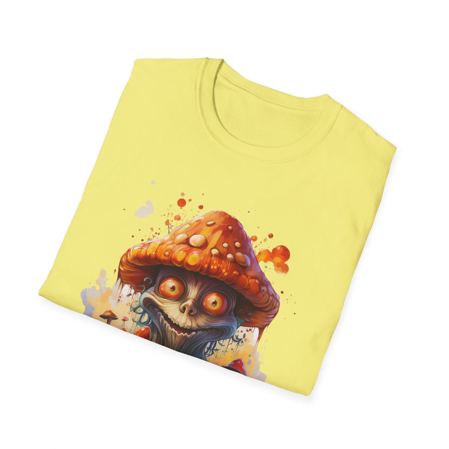 Funny Mashroom Tee Shirt Unisex Softstyle Cotton Art Design with Fungus Graphic Artwork Theme