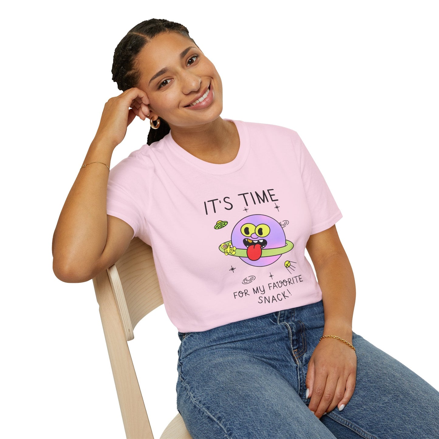 Snack Time Alien TShirt Time For My Favorite Snack Unisex Cotton Cute Space Graphic Tee