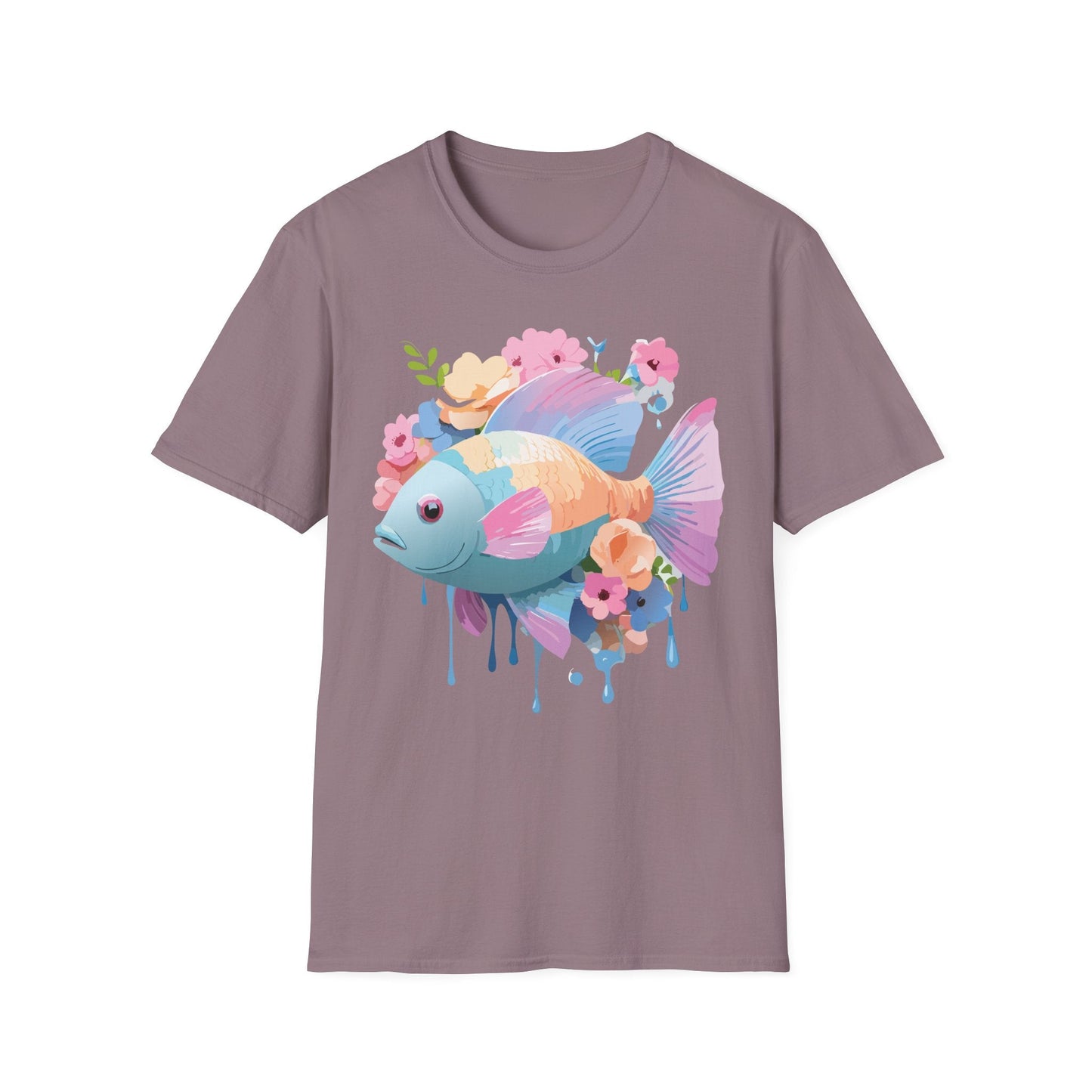 Fish Art Design Graphic Tee Unisex Short Sleeve T Shirt With Fish Artwork Premium Cotton