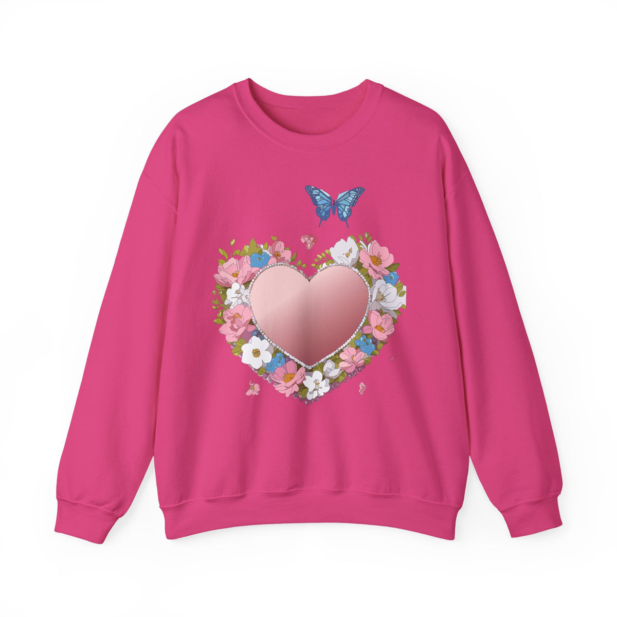 Floral Heart Love Graphic Valentine's Day Sweatshirt Unisex 50/50 Cotton-Poly Sweatshirt w30