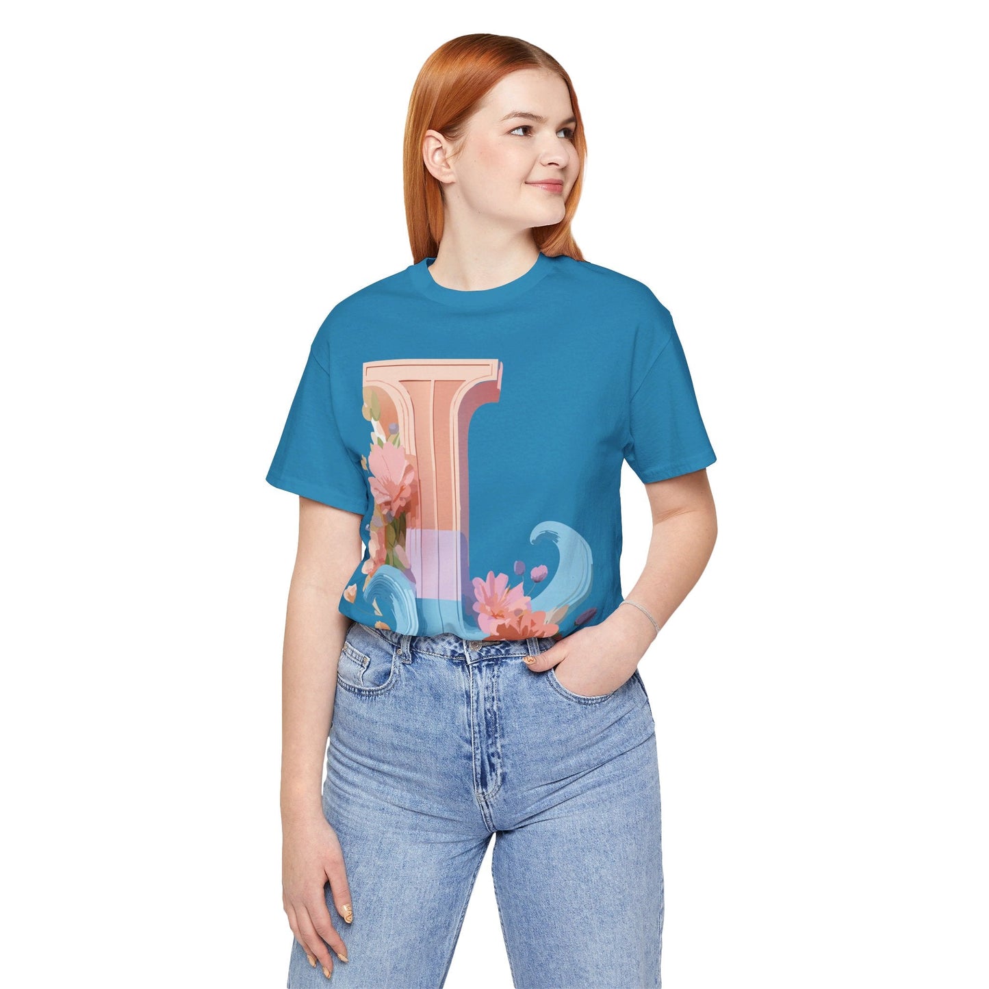 Letter L Shirt Unisex Graphic Tee With Vintage Inspired Artwork By Adelpha Premium Quality