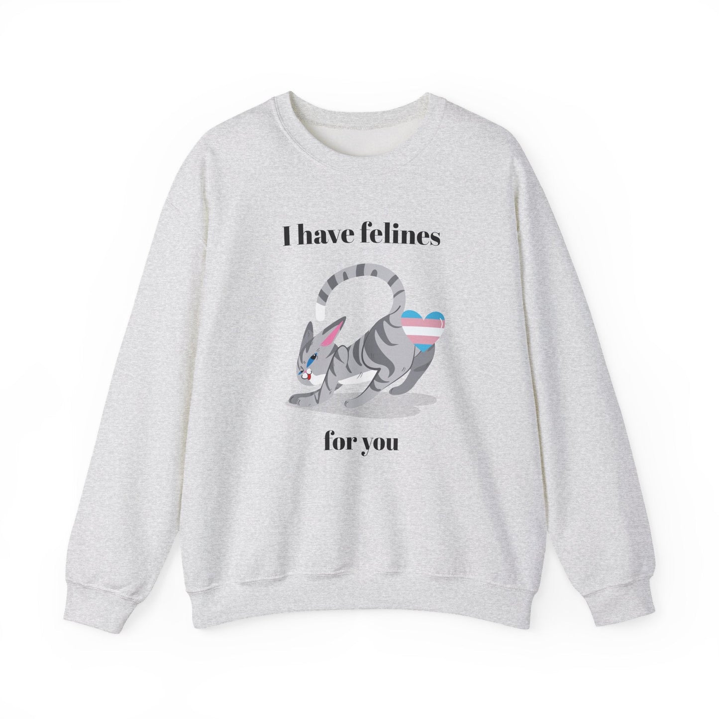 Cat Heart Sweatshirt Unisex Valentine Design 50 50 Cotton Poly Gildan 18000 Crewneck