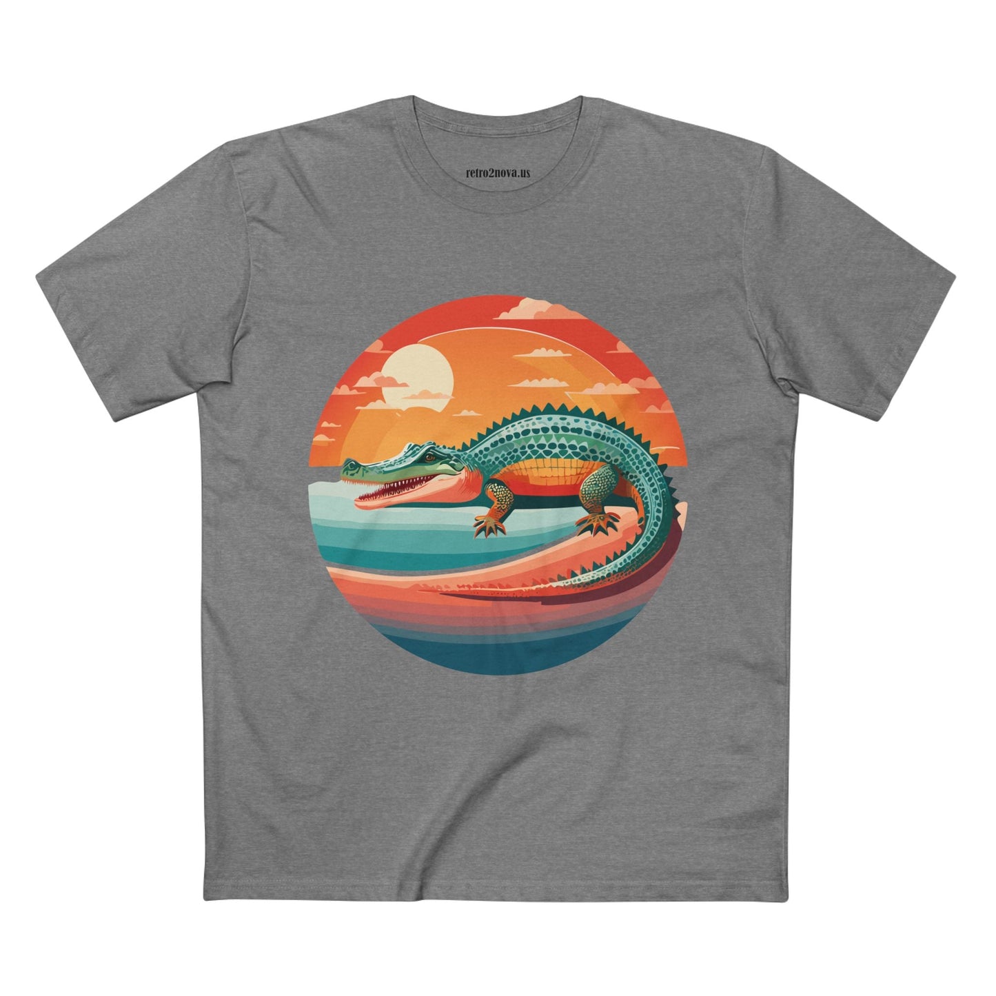 Unisex Crocodile Animal Shirt With Original Art Design Retro2Nova Premium Cotton Staple Tee For Everyday Comfort