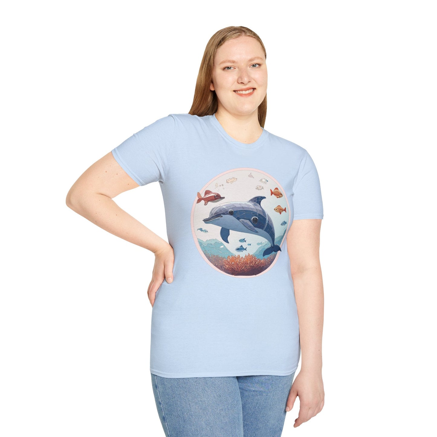 Dolphin Shirt Unisex Softstyle Tee One Hundred Percent Ring Spun Cotton Lightweight Comfort